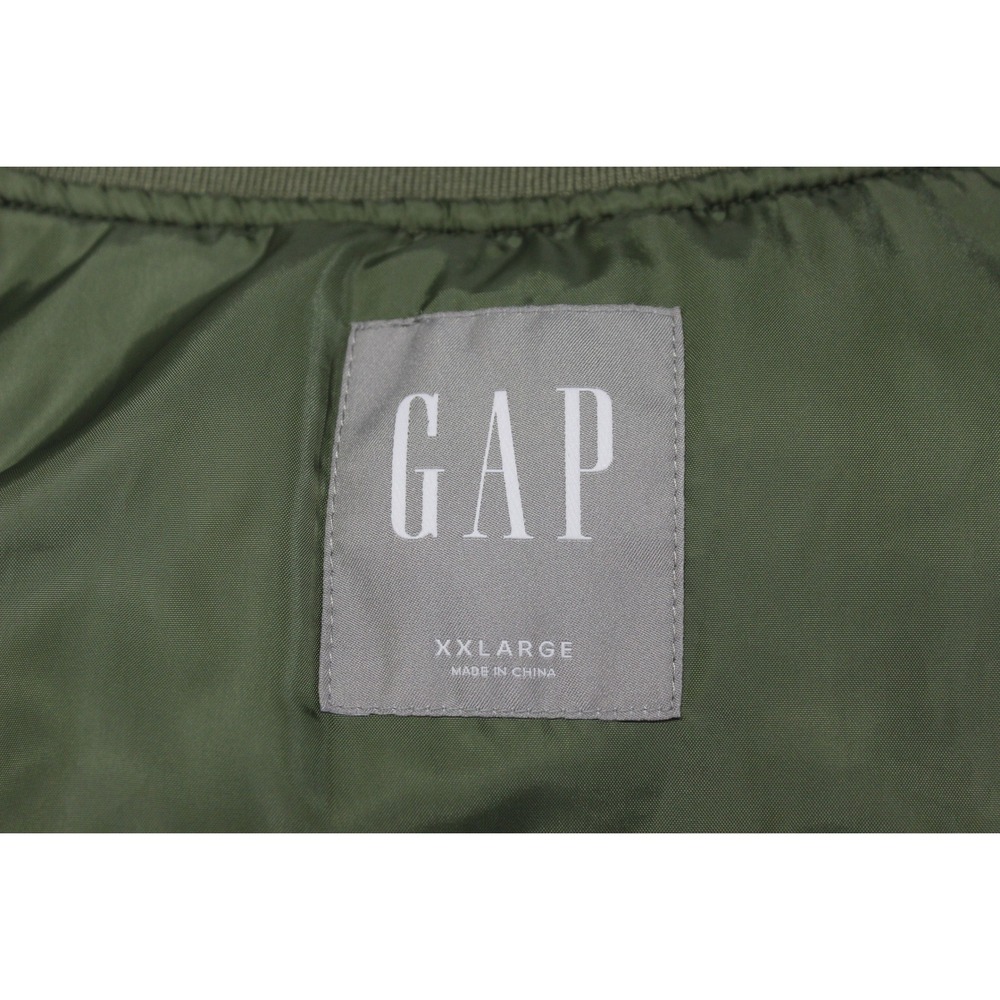 Gap Bomber Jacket Men's XXL Green Satin Full Zip Relaxed Fit Casual Outerwear - Picture 9 of 13